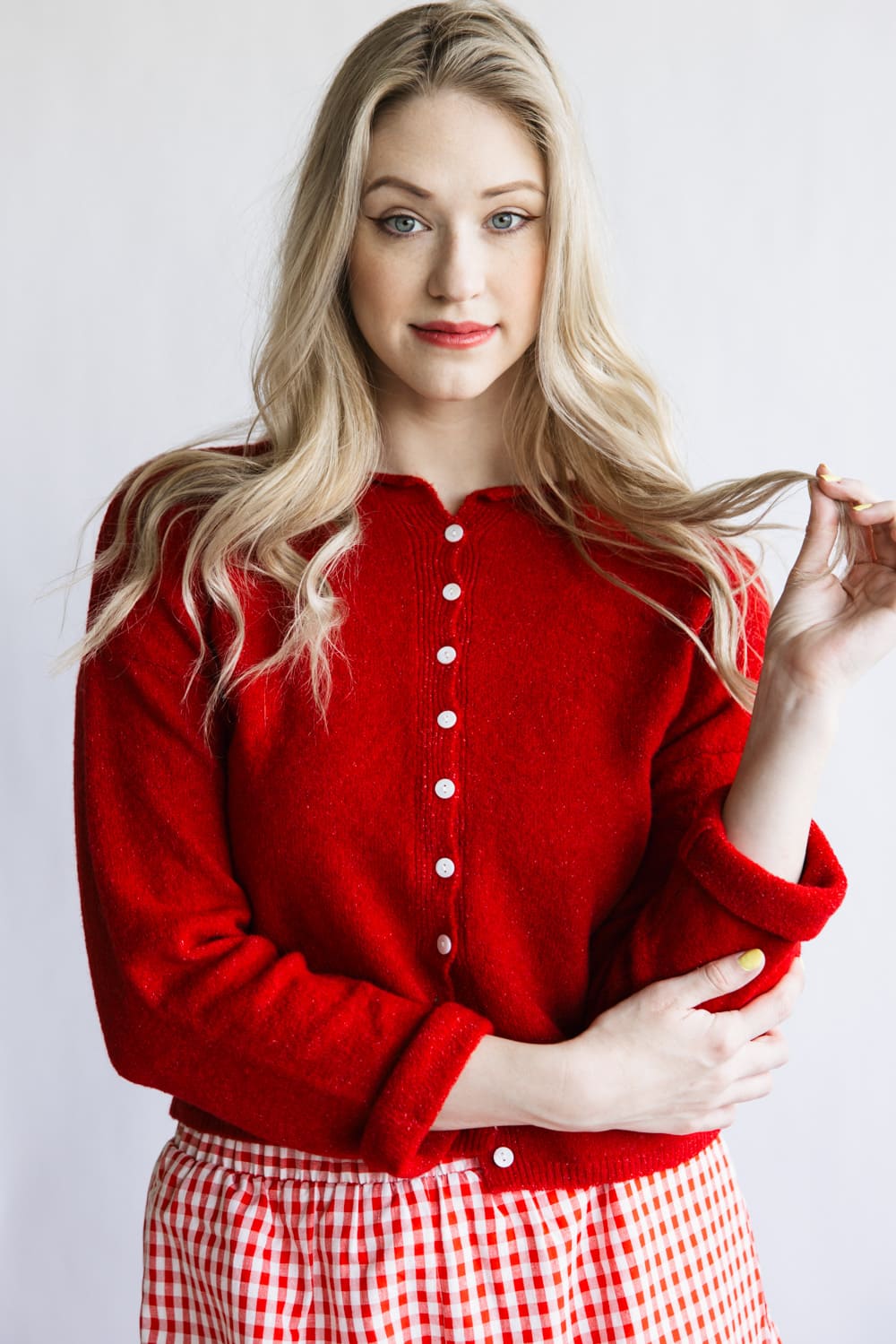 Mimosa Classic Lightweight Cardigan Top for Women in Red