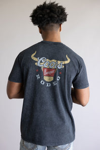 Mineral Wash Coors Rodeo Steer Head T-Shirt for Men in Black