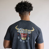 Mineral Wash Coors Rodeo Steer Head T-Shirt for Men in Black
