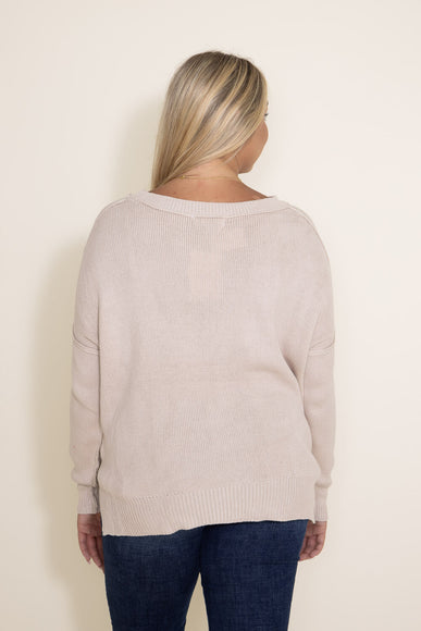 Miracle Clothing Knit American Flag Sweater for Women in Beige