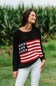 Miracle Clothing Knit American Flag Sweater for Women in Black