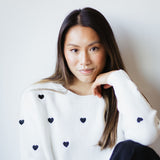 Miracle Heart Sweater for Women in Ivory/Black