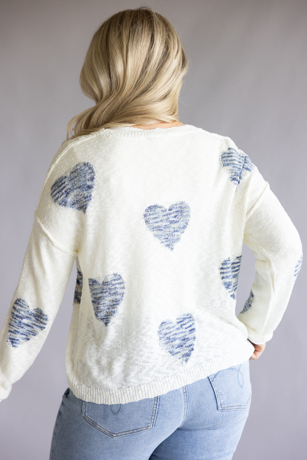 Miracle Tie Dye Heart Sweater for Women in Ivory Multi