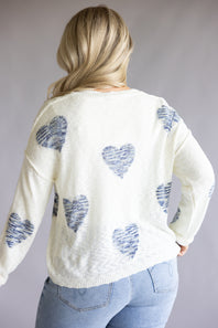Miracle Tie Dye Heart Sweater for Women in Ivory Multi