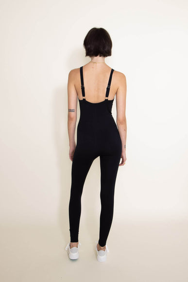 Mono B Skinny Leg Sleeveless Long Catsuit (Bodysuit) for Women in Black