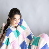 Multicolor Checkered Blanket in White  | KDC-BLKT-19-MUL