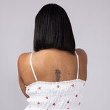 Cherry Embroidered Ruching Tie Front Cami Top for Women in White