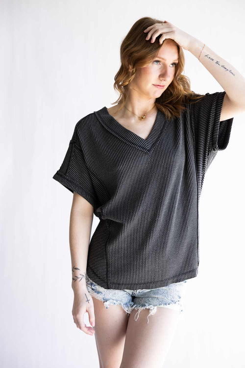 Urban Rib Top for Women in Charcoal