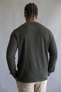 North River Waffle Henley Shirt for Men in Olive Heather