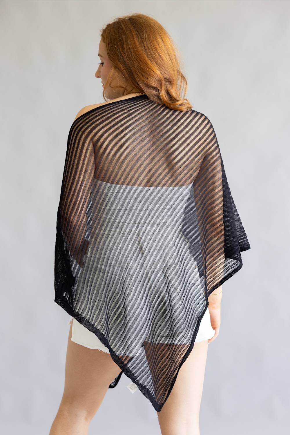 Off the Shoulder Poncho Top for Women in Black