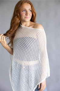 Off the Shoulder Poncho Top for Women in White