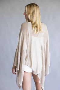 Open Knit Poncho for Women in Taupe