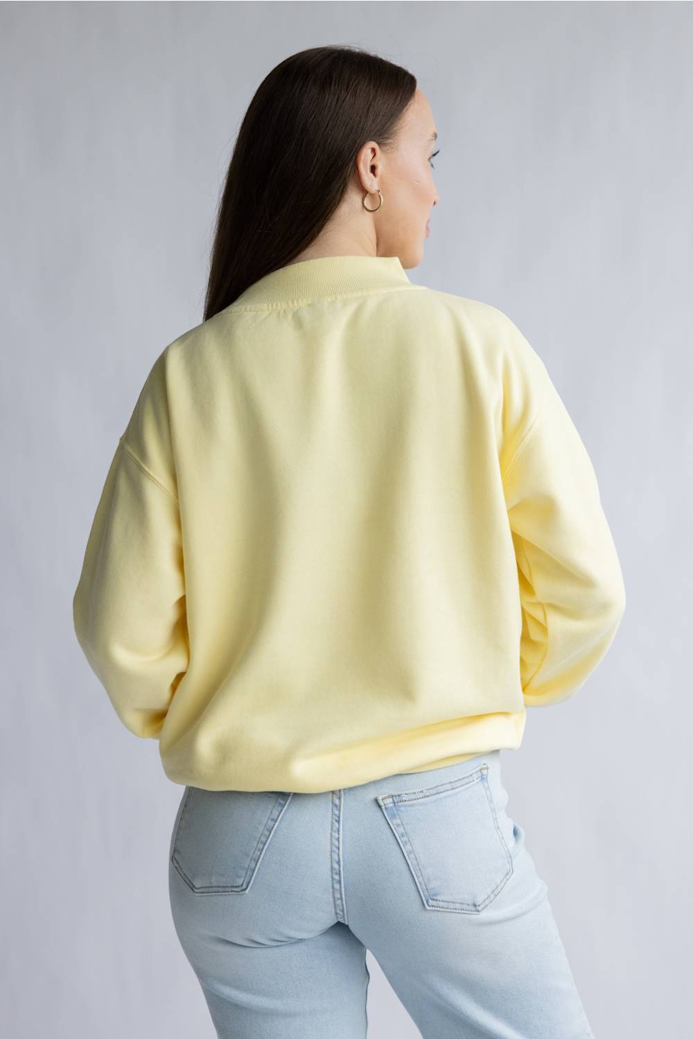 サラmama Oversized Mama Mock Neck Fleece Sweatshirt for Women in Light