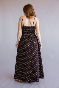ACOA Polka Dot Midi Dress for Women in Brown