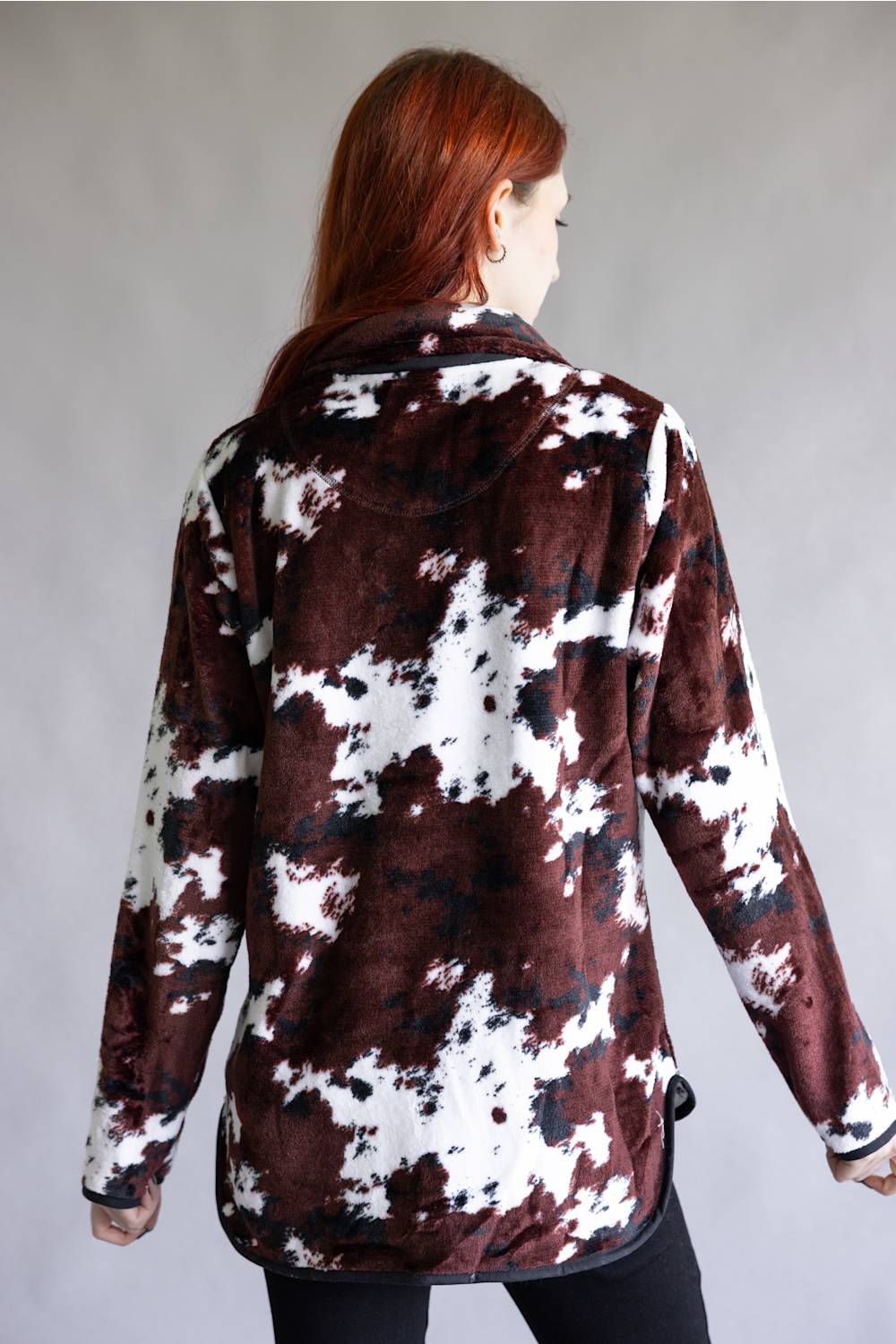 Simply Southern Y-Neck Pullover for Women in Cow Print