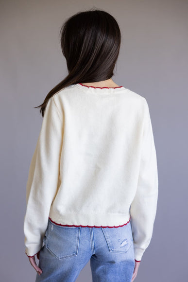 Red Chili Pepper Sweater for Women in Ivory
