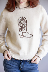 Cowboy Boot Sweater for Women in Brown