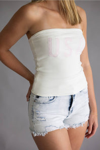 USA Double Layer Tube Top for Women in White