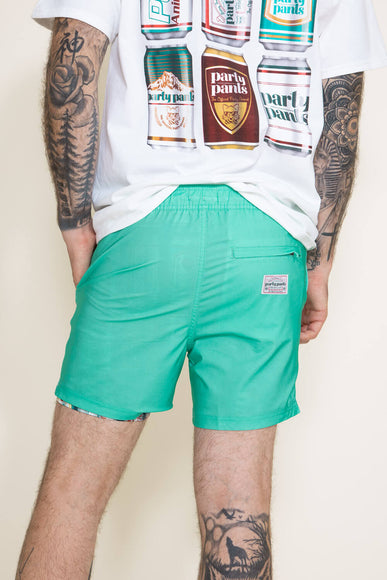 Party Pants Solid Sport Shorts for Men in Teal 