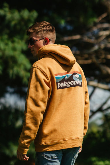 Patagonia Men’s Boardshort Logo Uprisal Hoodie in Mango Yellow 