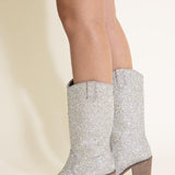 Pierre Dumas Wilder Rhinestone Cowboy Boots for Women in Silver