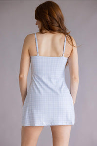 Plaid Sweetheart Tennis Dress for Women in Light Blue