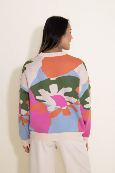 Flower Print Sweater for Women in Cream/Multi