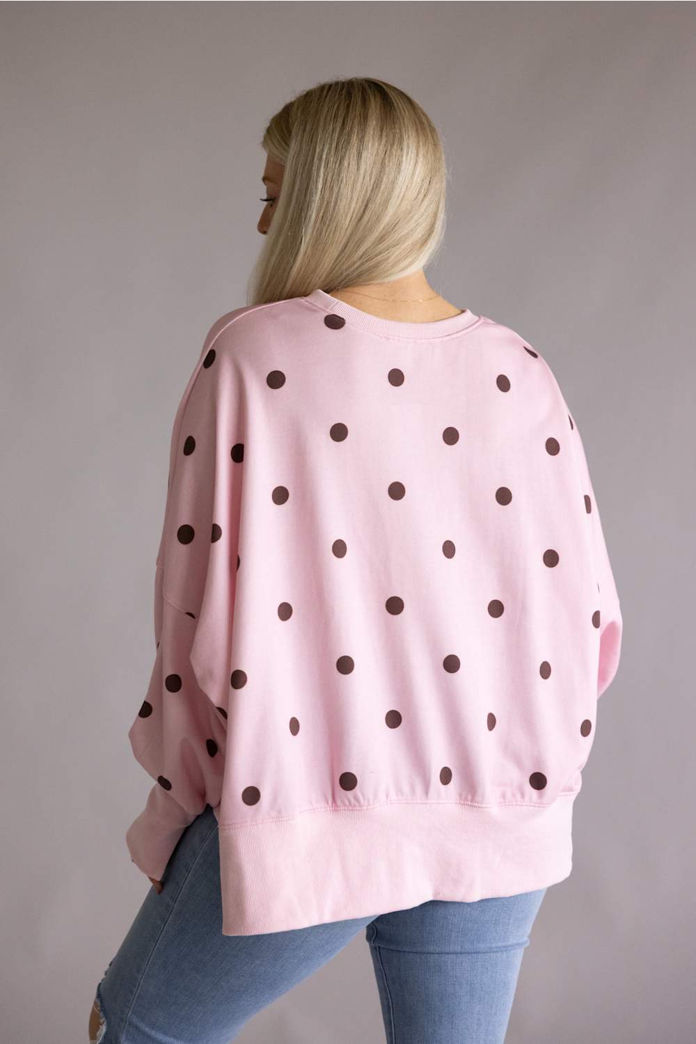 Polka Dot Oversized sweatshirt pink burgundy 