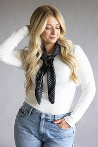 Polka Dot Silk Scarf for Women in Black