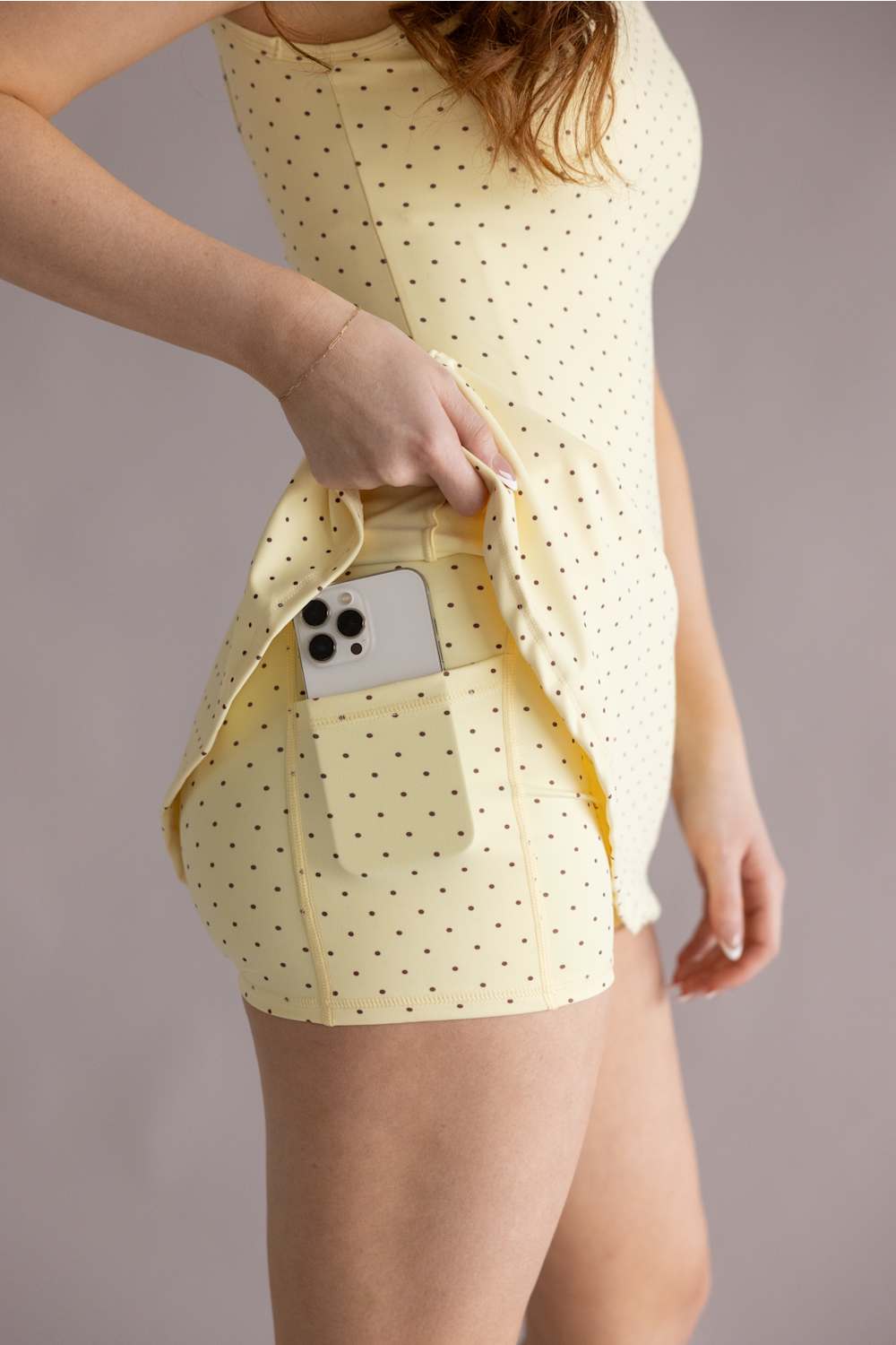 Polka Dot Tennis Dress for Women in Lemon at Glik's , S Polka Dot Tennis Dress for Women in Lemon at Glik's , S