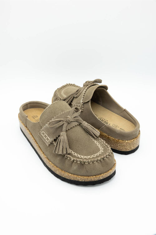 Project Cloud Calipso Suede Mules for Women in Mushroom