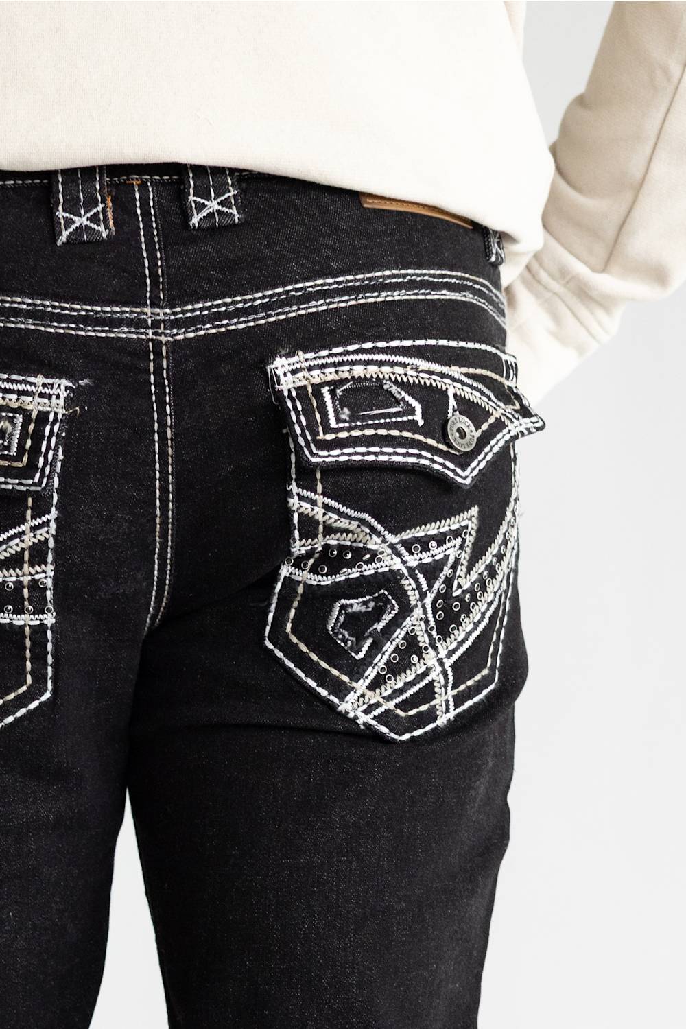 Pure Luck Edge Straight Leg Jeans for Men in Black