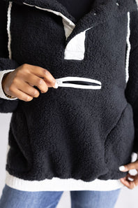 Two Tone Pullover for Women in Black