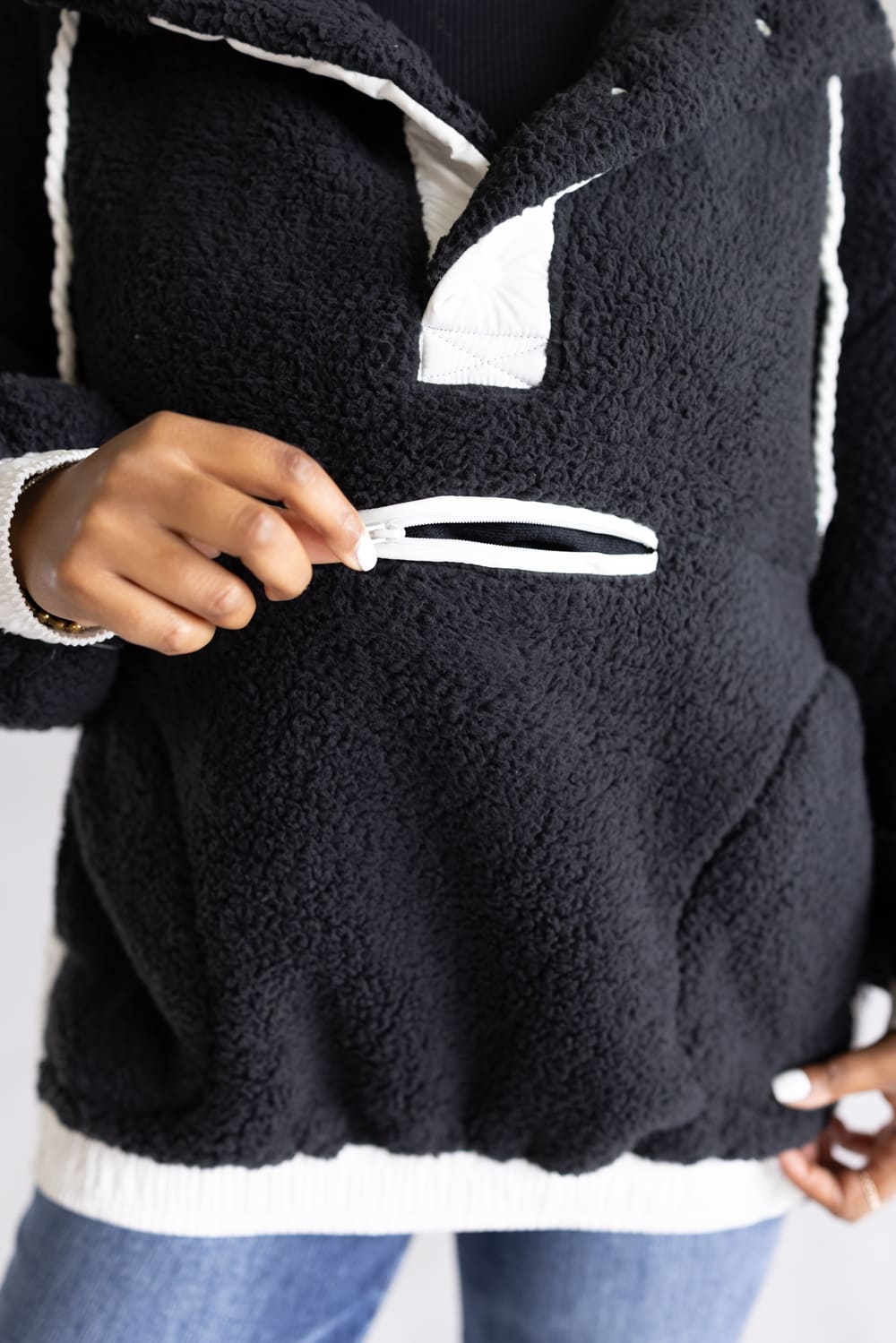 Two Tone Pullover for Women in Black
