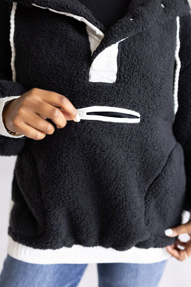 Two Tone Pullover for Women in Black
