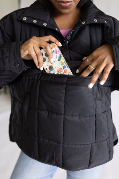 Quilted Pullover for Women in Black