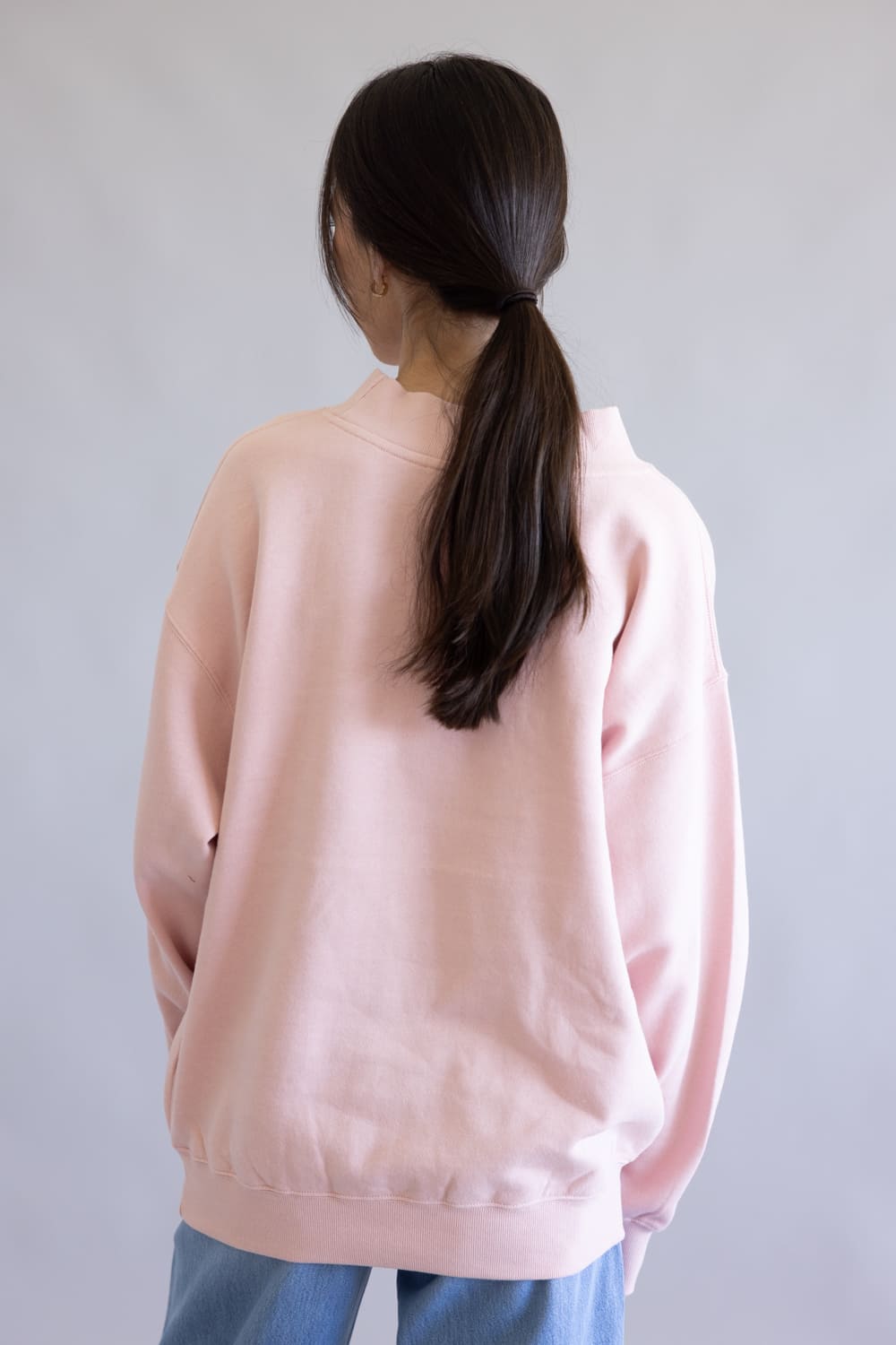 1897 Active Sweetheart Patch Embroidered Mock Neck Sweatshirt for Women in Pink/Red