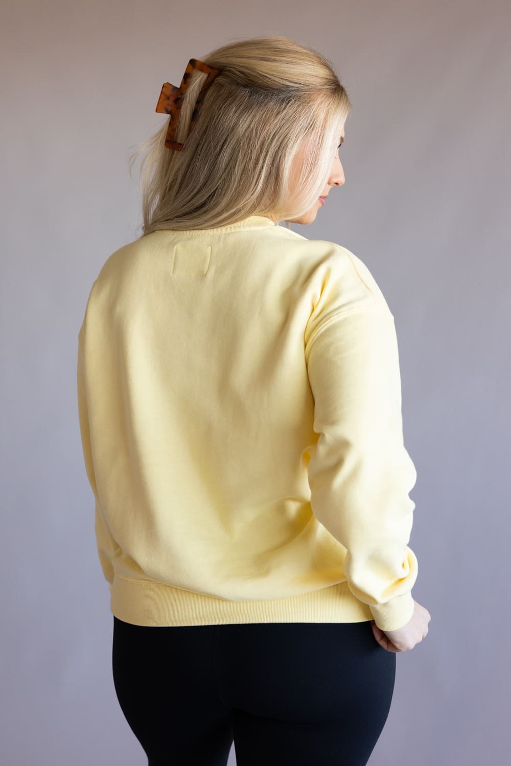 1897 Active Sunshine Embroidered Crewneck for Women in Light Yellow