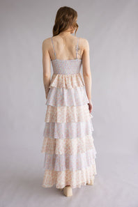 Tiered Floral Ruffle Maxi Dress for Women in Multi