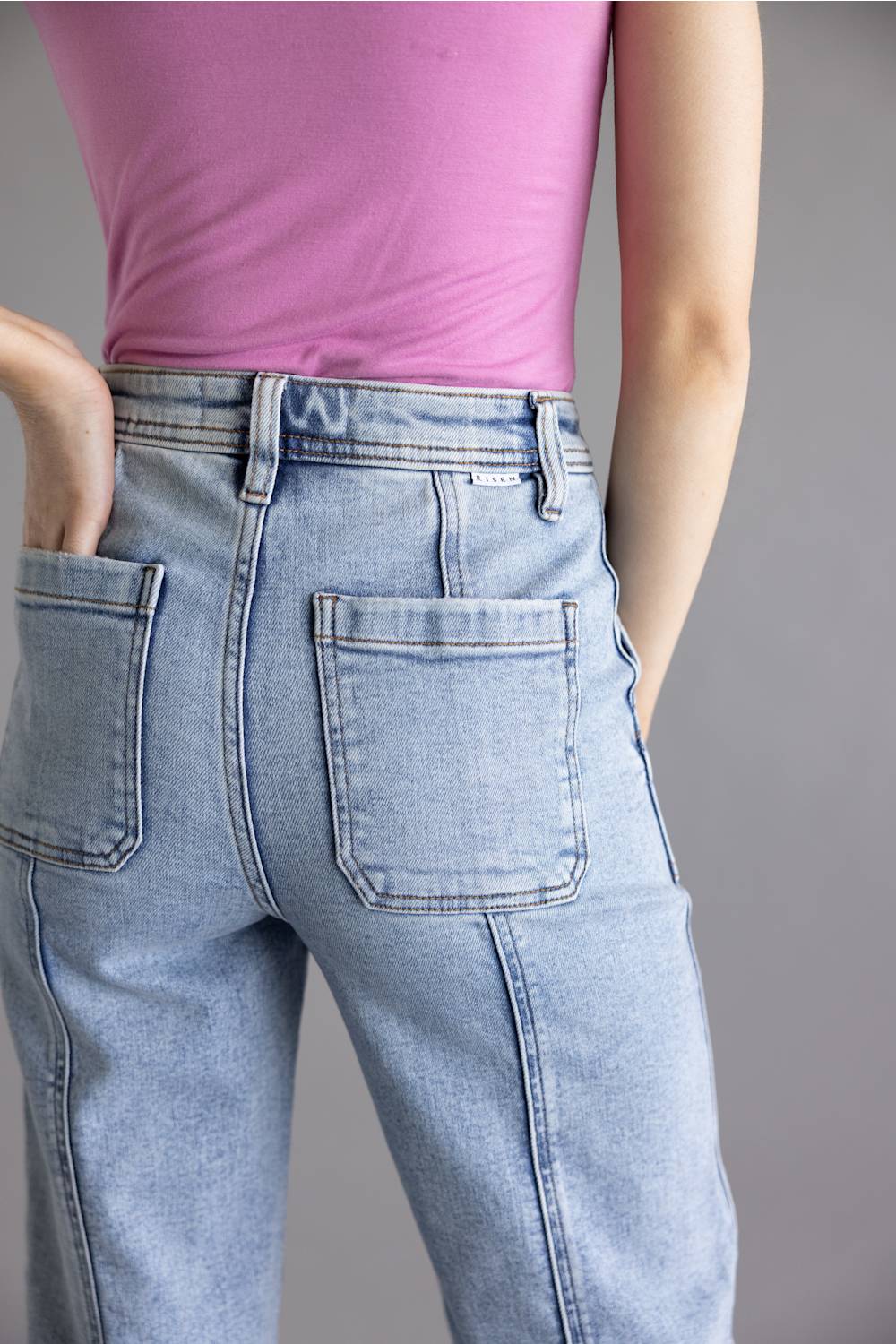 Risen High Rise Crop Straight Jeans for Women