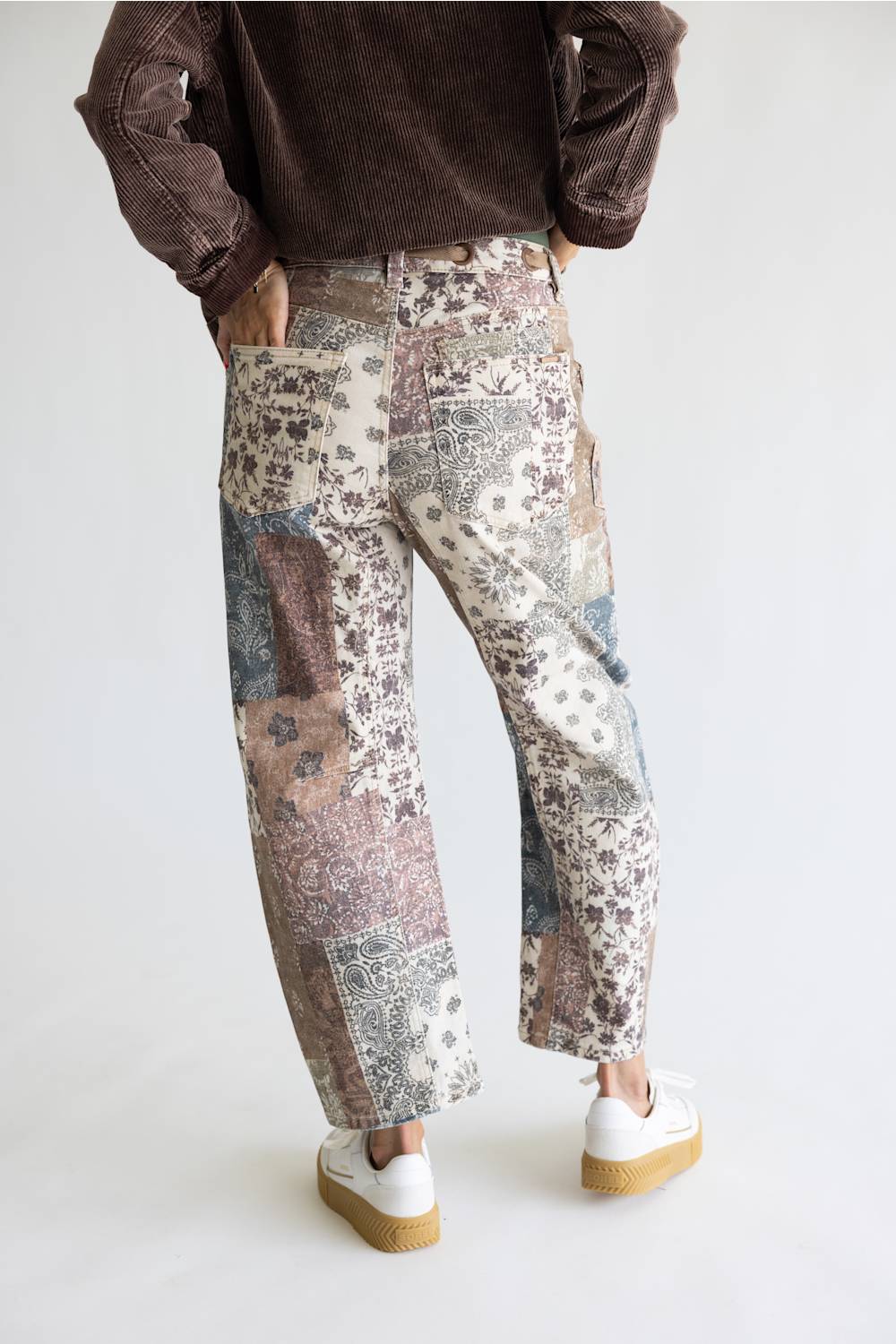 Risen High Rise Paisley Cropped Barrel Pants for Women
