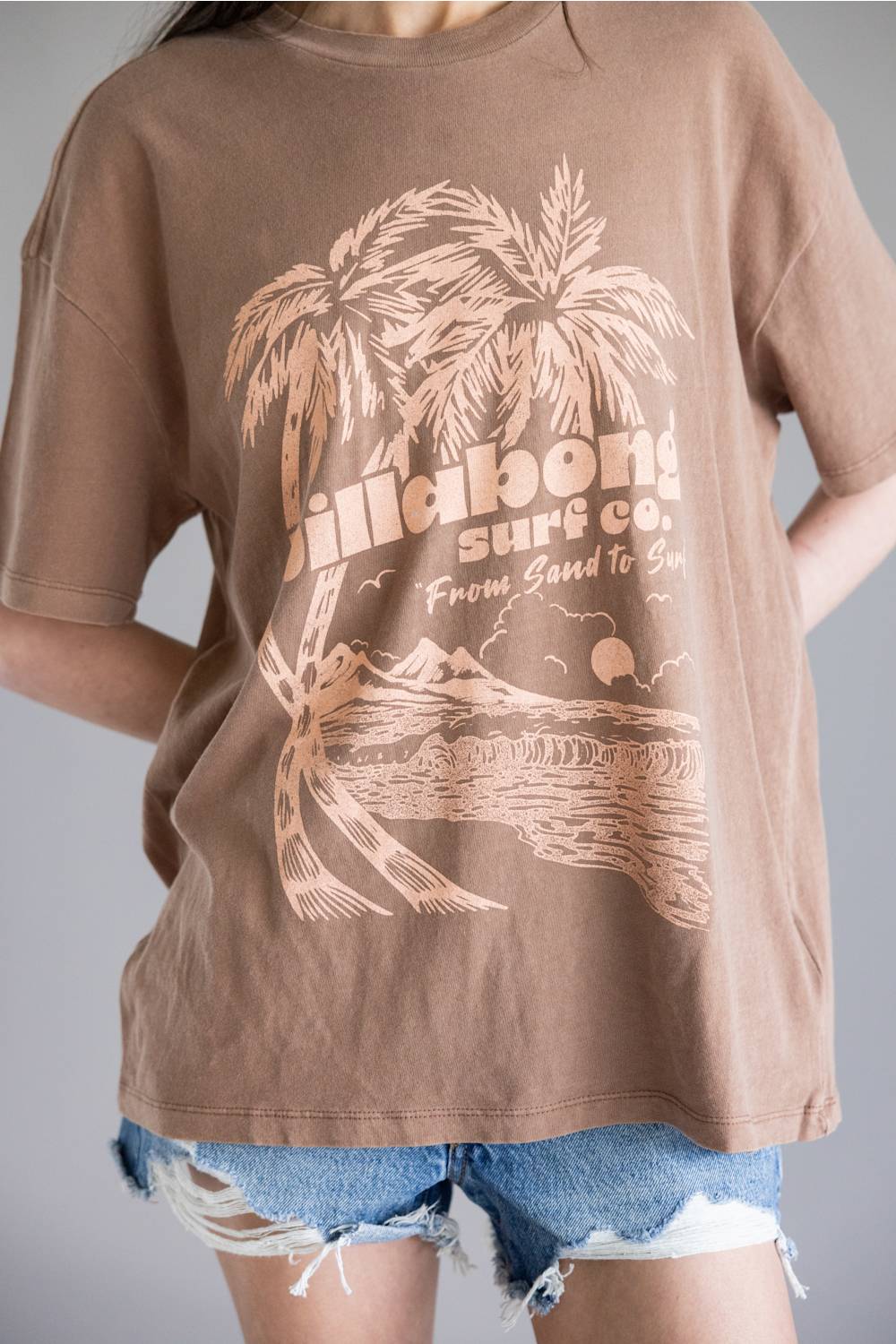Billabong Sand to Surf T-Shirt for Women in Brown Stone 