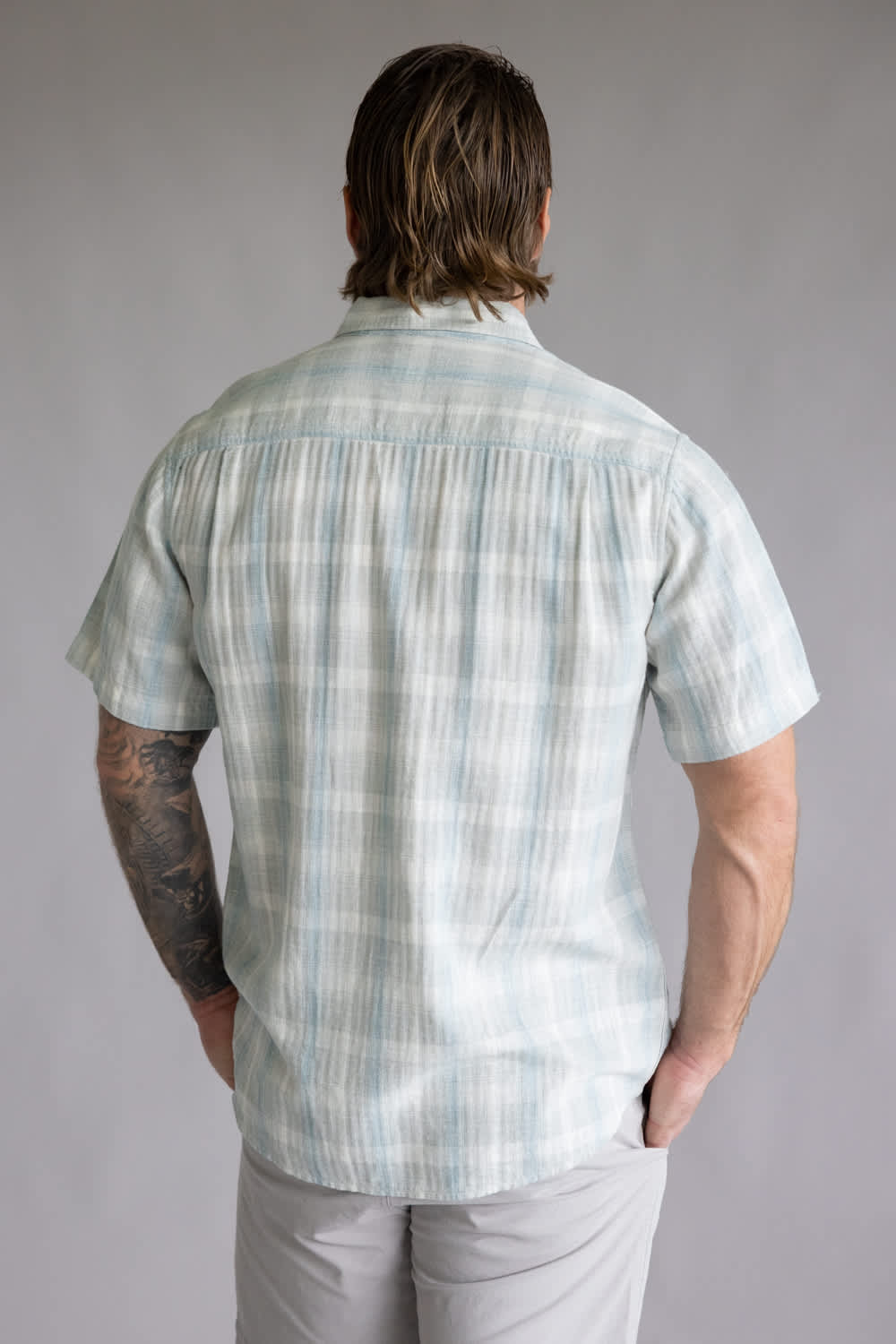 Weatherproof Vintage Cotton Linen Button Up Shirt for Men in Belgian Block