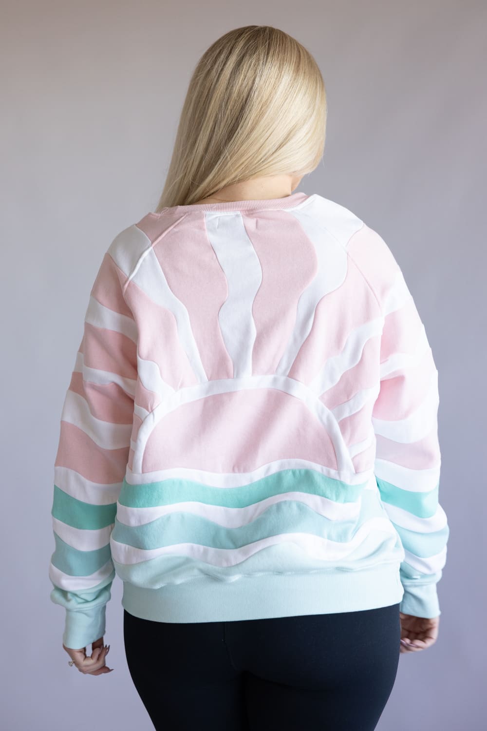 Simply Southern Sea and Sun Patchwork Crewneck for Women in Pink