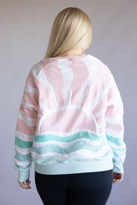 Simply Southern Sea and Sun Patchwork Crewneck for Women in Pink