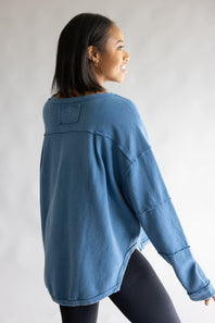 Simply Southern Sabrina Pullover Crewneck for Women in Dark Blue