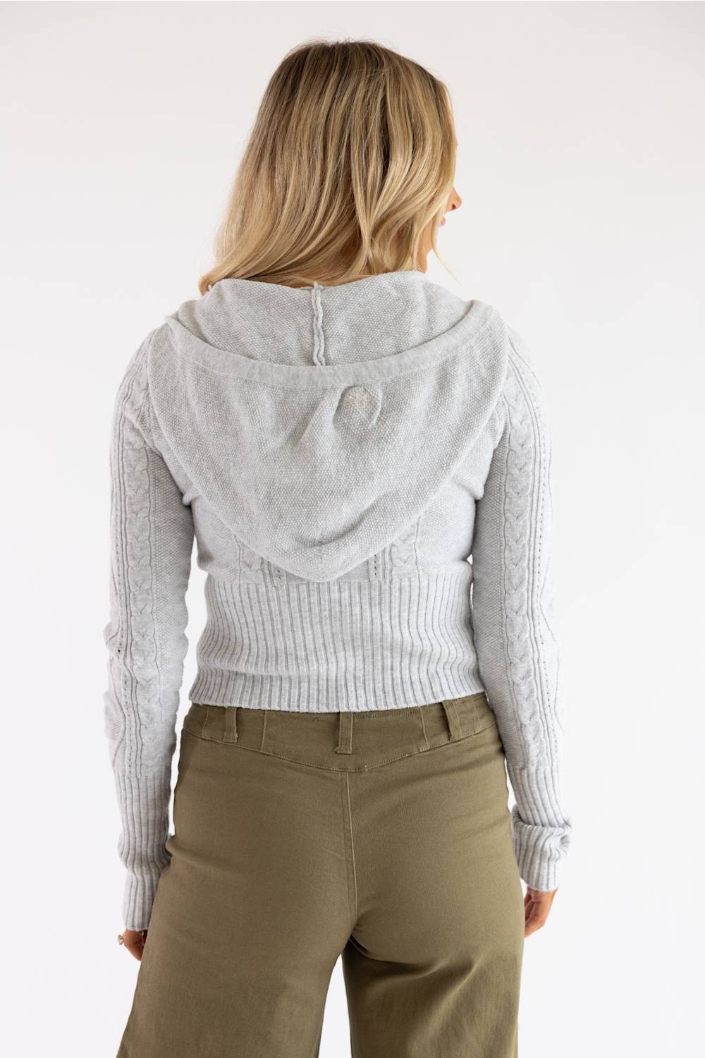 Pink Rose Full Zip Sweater for Women in Heather Grey | PF6S44938-WHITEHGREY