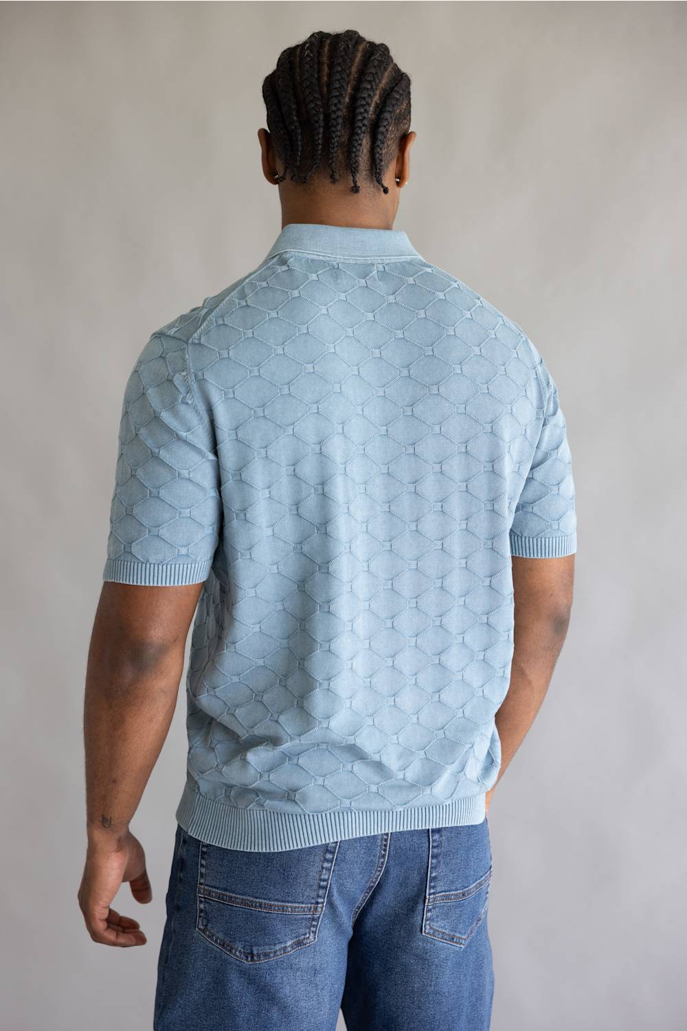 Weatherproof Vintage Diamond Polo Sweater for Men in Infinity Blue