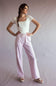 Love Tree Pinstripe Drawstring Linen Pants for Women in Light Pink | 60024PN-LTPINK