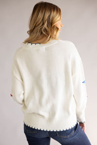 Simply Southern Knit Stars Sweater for Women in Cream